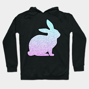 Pastel Blue and Purple Ombre Faux Glitter Easter Bunny Hoodie